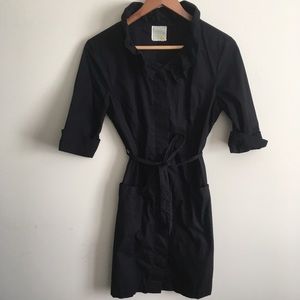 Anthropologie | Little Yellow Button Black Dress M